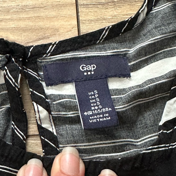 Gap Black & White Striped Long Sleeve Peplum Blouse Size Small - Picture 5 of 12
